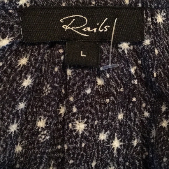 Rails navy print elasticized waist button front fit flare long mini dress nwot - Picture 4 of 8